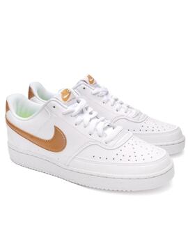 Zapatillas nike court vision blanco oro de mujer.