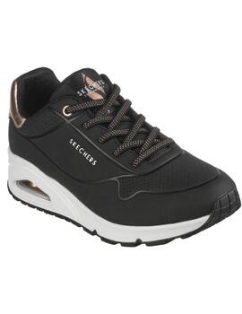 Zapatillas skechers uno shimmer away negro de mujer.