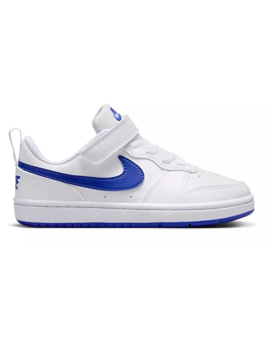 Zapatillas nike court borough recraft blanco azul de niño.