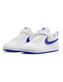 Zapatillas nike court borough recraft blanco azul de niño.