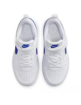 Zapatillas nike court borough recraft blanco azul de niño.