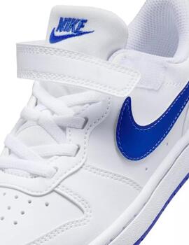 Zapatillas nike court borough recraft blanco azul de niño.