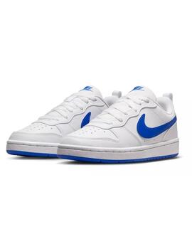 Zapatillas nike court borough blanco azul de niño.