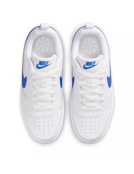 Zapatillas nike court borough blanco azul de niño.