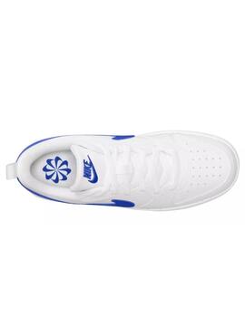 Zapatillas nike court borough blanco azul de niño.