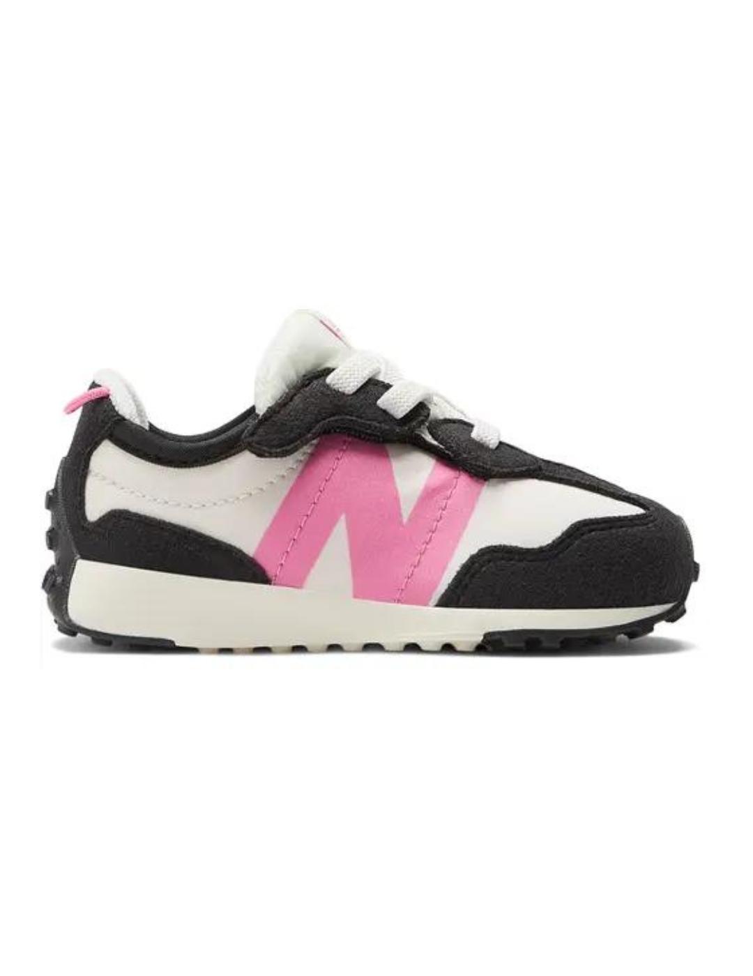 Zapatillas new balance nw327vl negro blanco rosa de bebé.