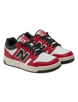 Zapatillas new balance gsb480tt rojo blanco de niño.