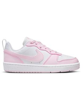 Zapatilas nike court borough low blanco rosa de niña.