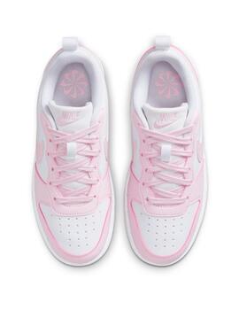 Zapatilas nike court borough low blanco rosa de niña.