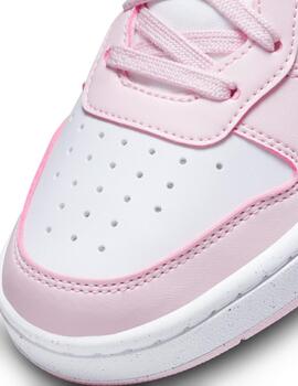 Zapatilas nike court borough low blanco rosa de niña.