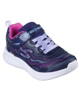 Zapatillas skechers jumpsters marino rosa de niña.