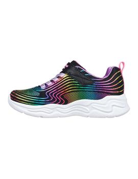 Zapatillas skechers wavy beams negro de niña.