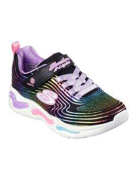 Zapatillas skechers wavy beams negro de niña.