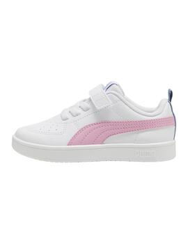 Zapatillas puma rickie ac  ps blanco rosa de niña.