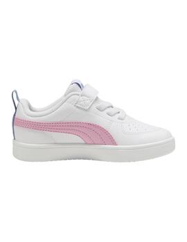 Zapatillas puma rickie ac  ps blanco rosa de niña.