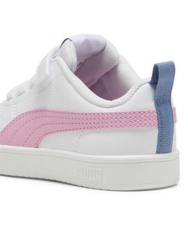 Zapatillas puma rickie ac  ps blanco rosa de niña.