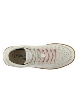 Zapatillas victoria smash soft suede beige de mujer.