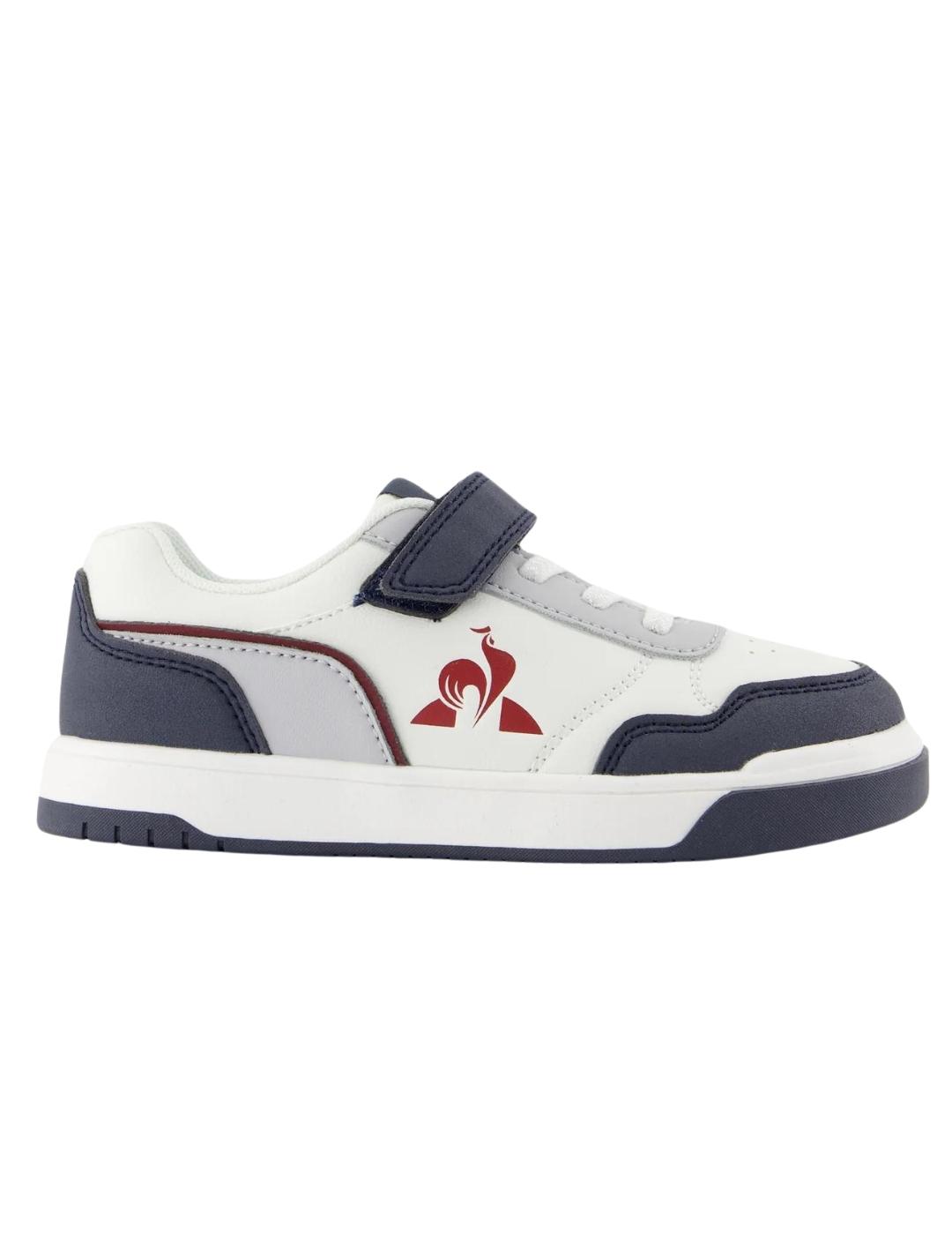 Zapatillas le coq sportif court breaker blanco azul de niño.