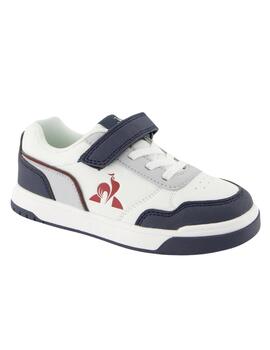 Zapatillas le coq sportif court breaker blanco azul de niño.