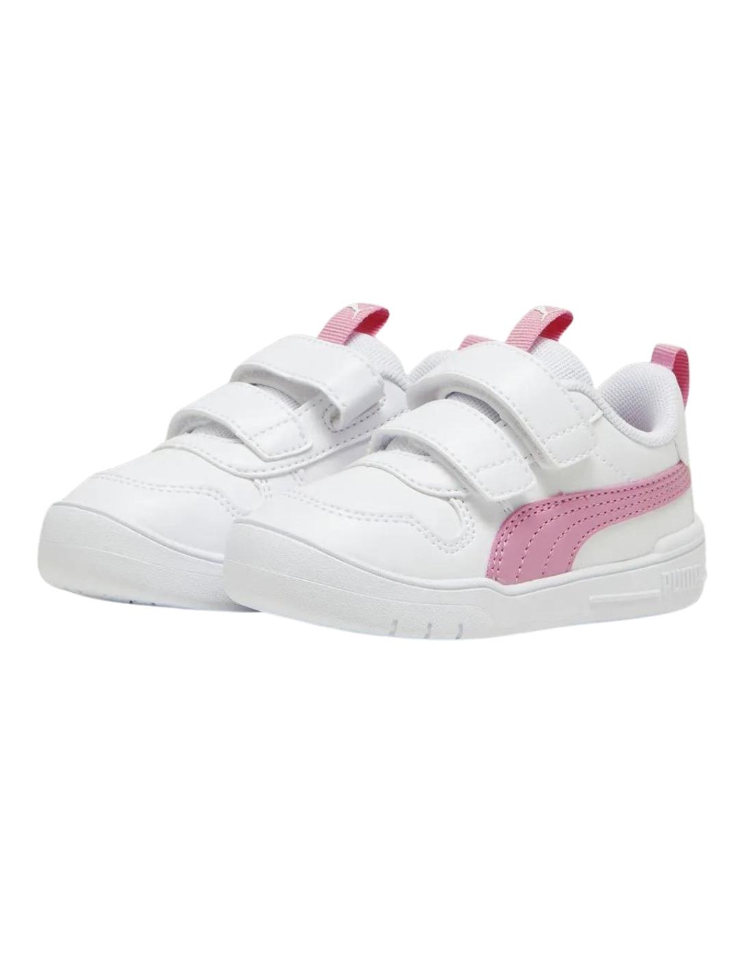 Zapatillas puma multiflex sl blanco rosa de bebé.