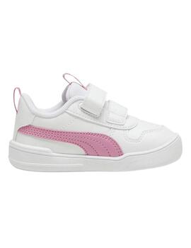 Zapatillas puma multiflex sl blanco rosa de bebé.