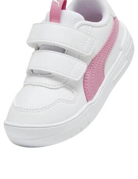 Zapatillas puma multiflex sl blanco rosa de bebé.