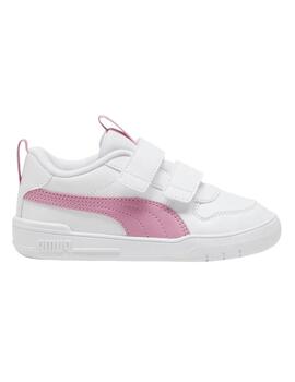 Zapatillas puma multiflex blanco rosa de niña.