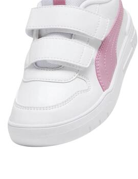 Zapatillas puma multiflex blanco rosa de niña.