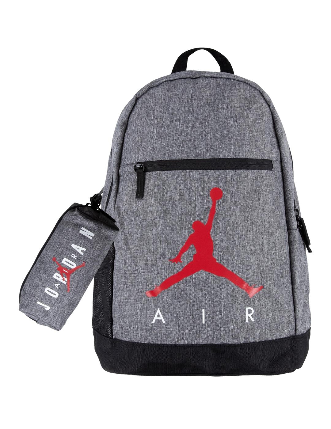 Mochila jordan air school gris unisex.