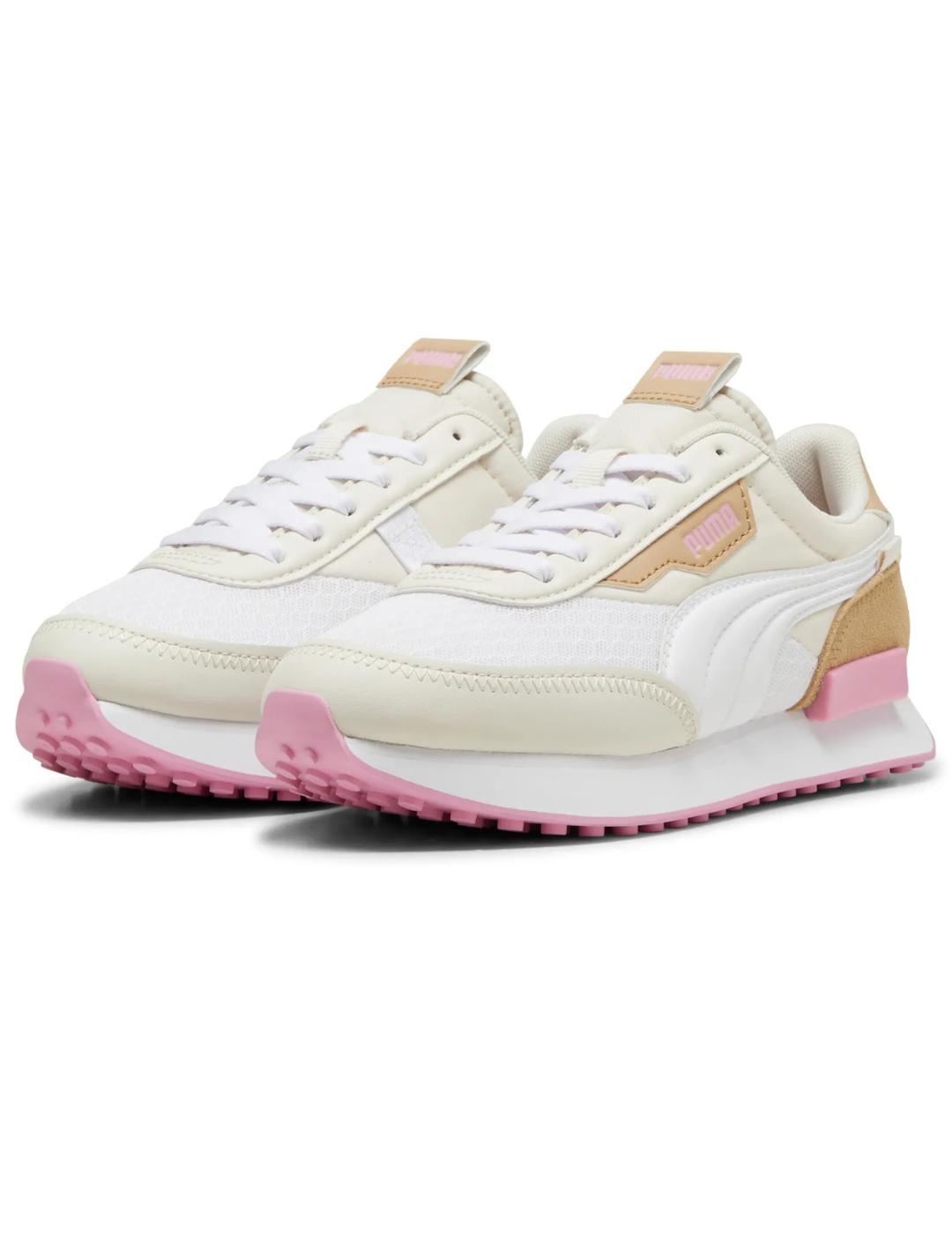 Zapatillas puma future rider beige rosa de mujer.