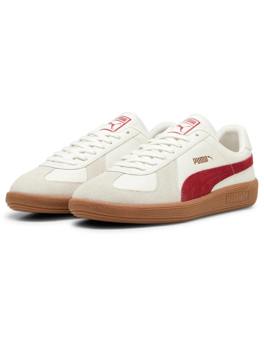 Zapatillas puma army trainer beige granate de mujer.