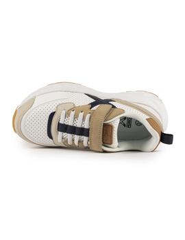 Zapatillas munich mini track vco 110 blanco marrón de niño.