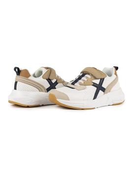 Zapatillas munich mini track vco 110 blanco marrón de niño.