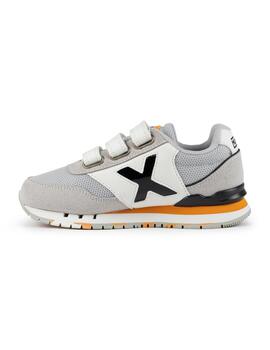 Zapatillas munich dash kid vco 163 gris blanco de niño.