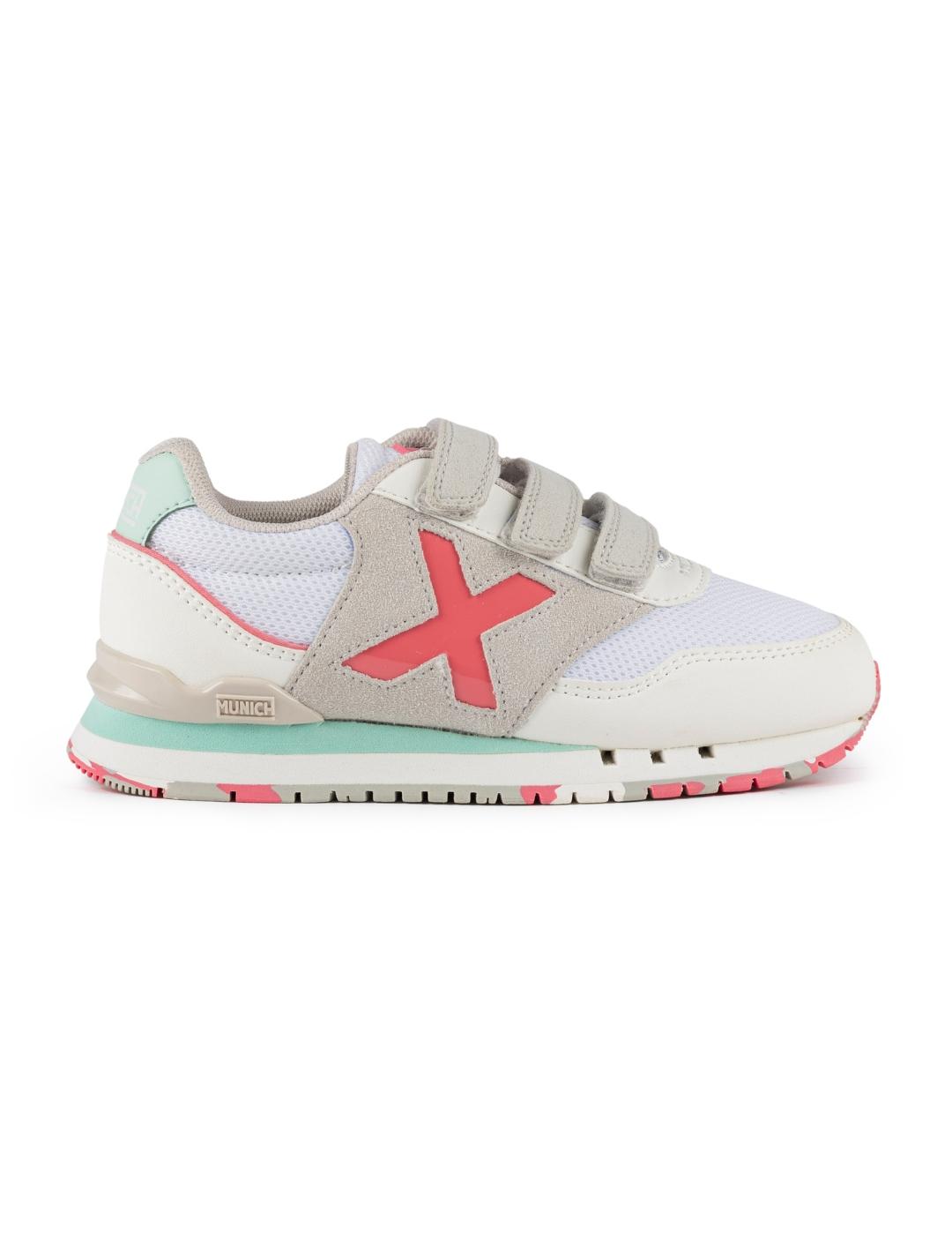 Zapatillas munich dash kid vco 162 blanco rosa de niña.