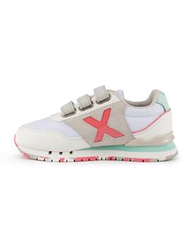 Zapatillas munich dash kid vco 162 blanco rosa de niña.