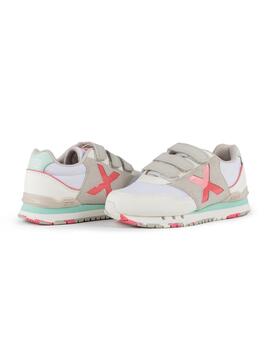 Zapatillas munich dash kid vco 162 blanco rosa de niña.