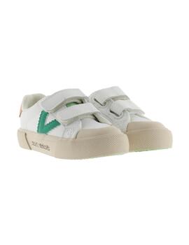 Zapatillas victoria tribu tiras blanco verde de niño.