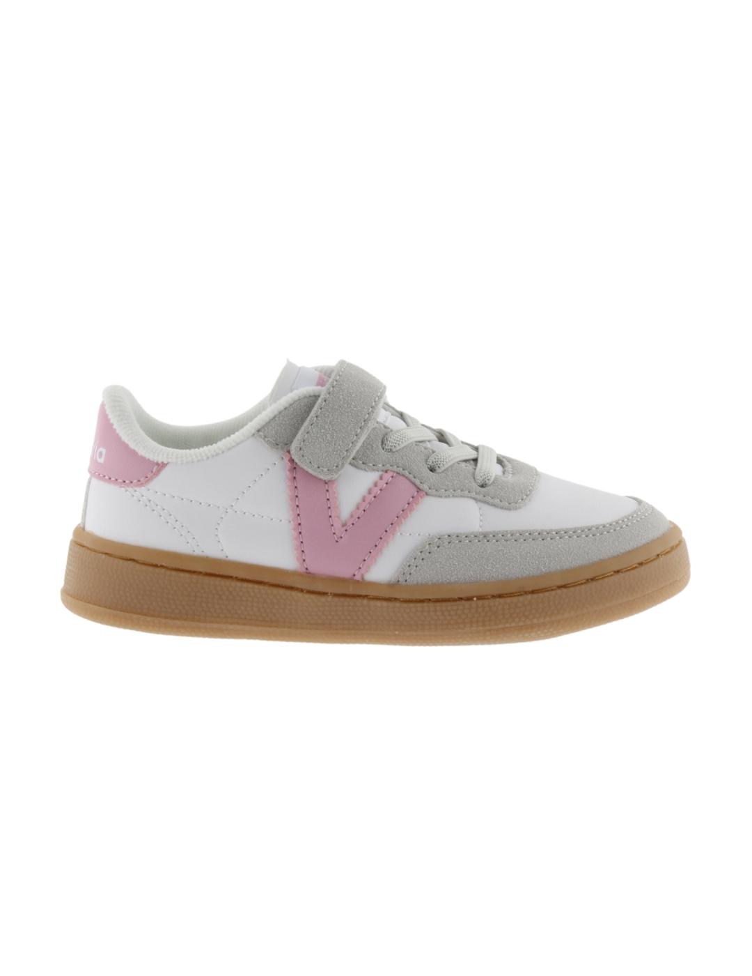 Zapatillas victoria oslo blanco rosa de niña.