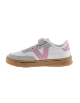 Zapatillas victoria oslo blanco rosa de niña.