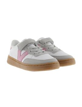 Zapatillas victoria oslo blanco rosa de niña.