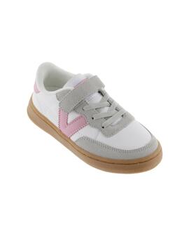 Zapatillas victoria oslo blanco rosa de niña.