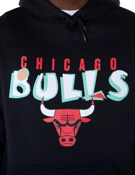 sudadera new era oversized bulls graphic negro de hombre.