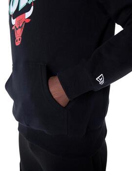 sudadera new era oversized bulls graphic negro de hombre.