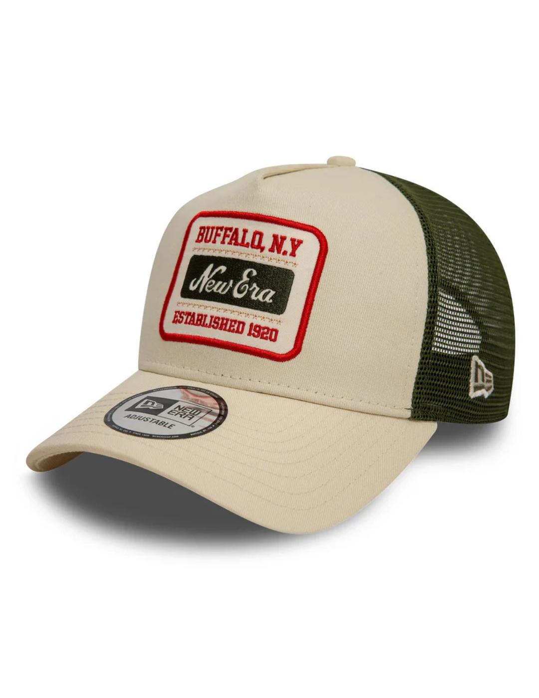 gorra new era trucker buffalo beige verde de hombre.