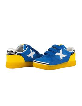 Zapatillas munich g-3 kid vco 438 azul amarillo de niño.