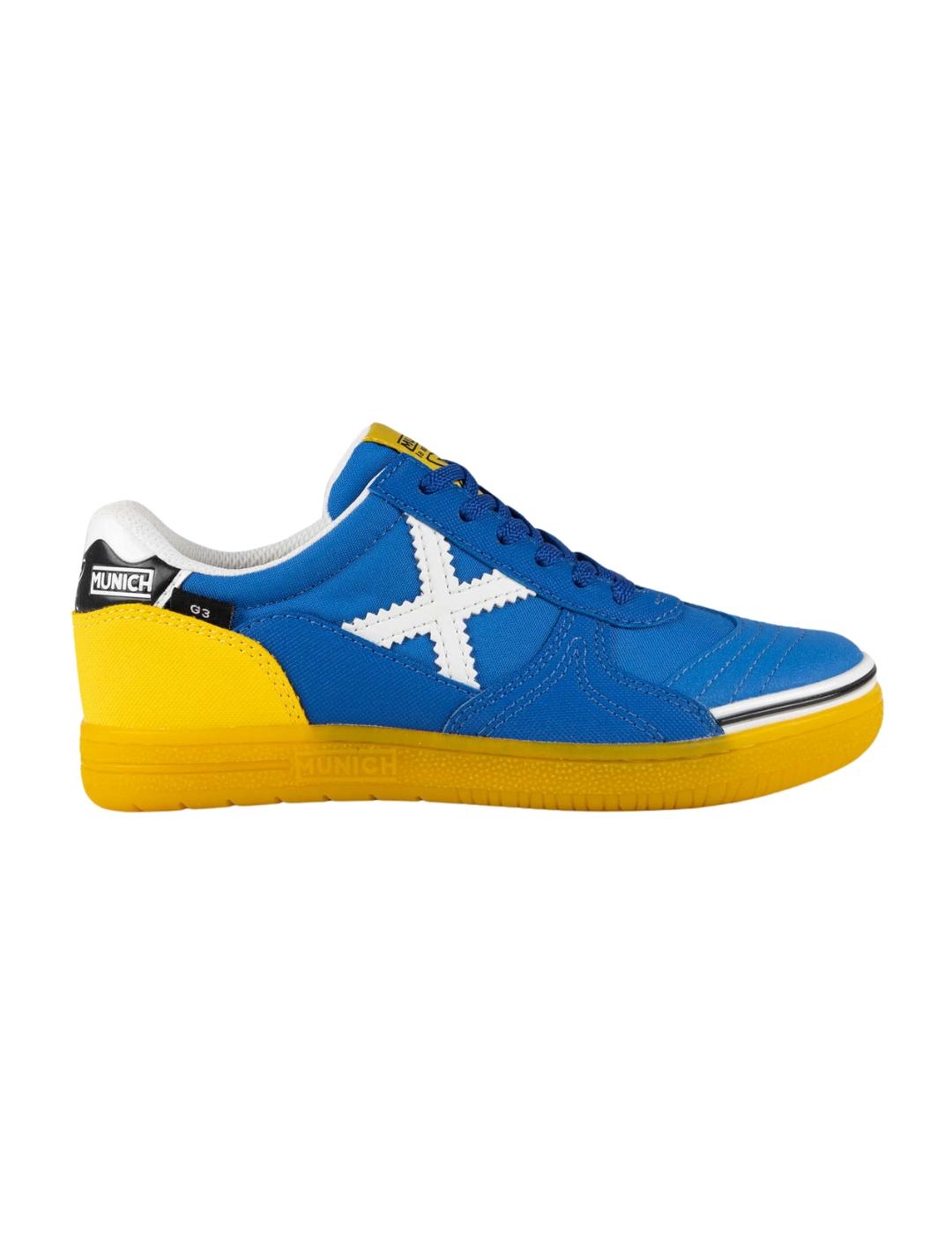 Zapatillas munich g-3 kid 438 azul amarillo de niño.