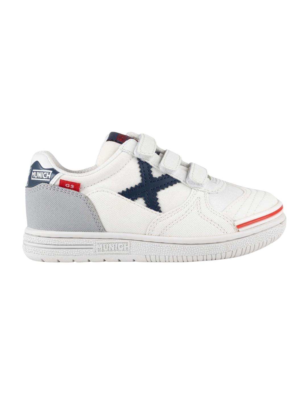 Zapatillas munich g-3 kid vco blanco azul de niño.