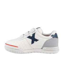 Zapatillas munich g-3 kid vco blanco azul de niño.