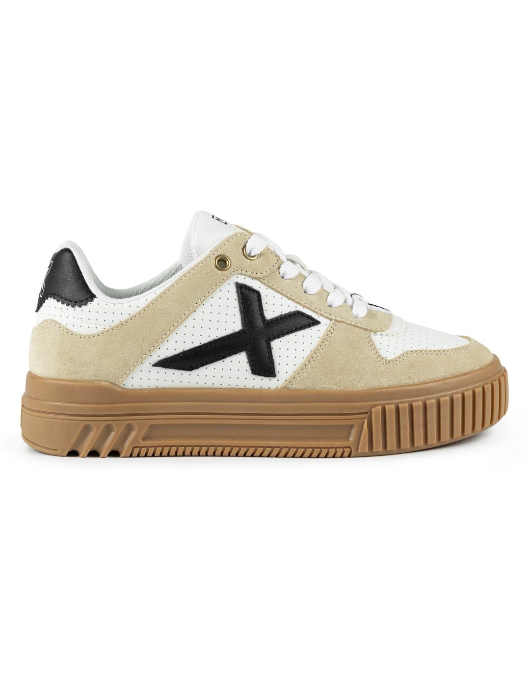 Zapatillas munich mina 05 blanco beige de mujer.